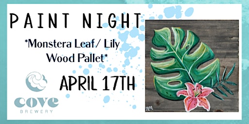 Immagine principale di Monstera Leaf Wood Pallet Paint Night 