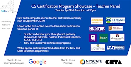 CS Certification Program Showcase + Teacher Panel