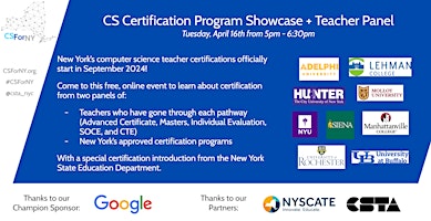 CS Certification Program Showcase + Teacher Panel primary image