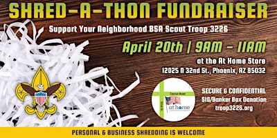 Imagen principal de SHRED-A-THON for BSA Scout Troop 3226 at 32nd St. & Cactus Rd.