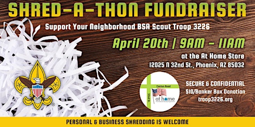 Primaire afbeelding van SHRED-A-THON for BSA Scout Troop 3226 at 32nd St. & Cactus Rd.