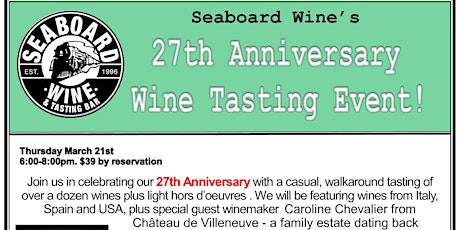 27th Anniversary Wine Tasting Event! primary image