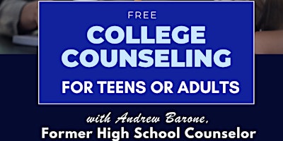 Primaire afbeelding van Free College Counseling, 1:1 session with Andrew Barone (15 minutes)