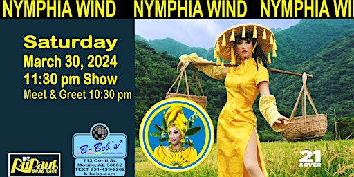 Imagem principal do evento Nymphia Wind fro RPDR16 at B-Bob's!