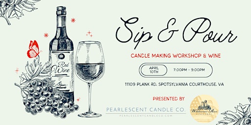 Hauptbild für Sip & Pour Candle Making Workshop at Wilderness Run Vineyards