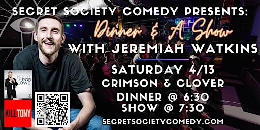 Imagem principal de Jeremiah Watkins | Dinner & A Comedy Show @ Crimson & Clover