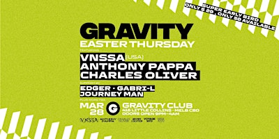 Imagen principal de Gravity Easter Thursday Special Event Feat. VNSSA (USA),Anthony Pappa& More