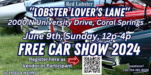Imagem principal do evento Lobster Lover's Lane Coral Springs Car Show