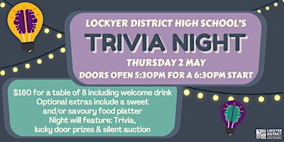 Primaire afbeelding van LDHS Trivia Night - Year 12 Formal Fundraiser