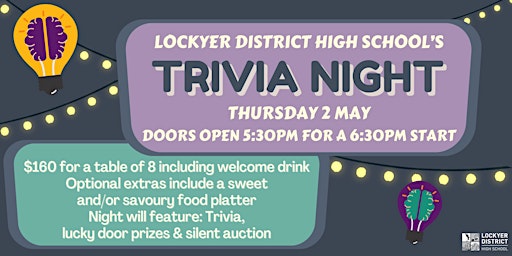 Immagine principale di LDHS Trivia Night - Year 12 Formal Fundraiser 