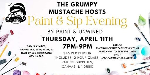 Imagem principal do evento Paint & Sip at The Grumpy Mustache