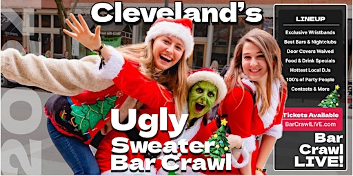 Imagem principal do evento The Official Ugly Sweater Bar Crawl Cleveland by Bar Crawl LIVE 2024
