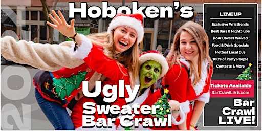 Imagem principal do evento The Official Ugly Sweater Bar Crawl Hoboken by Bar Crawl LIVE 2024