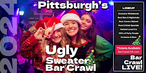 Imagem principal do evento The Official Ugly Sweater Bar Crawl Pittsburgh by Bar Crawl LIVE 2024