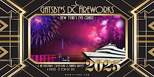 Imagem principal do evento Gatsby's DC Fireworks New Year's Eve Yacht Party 2025