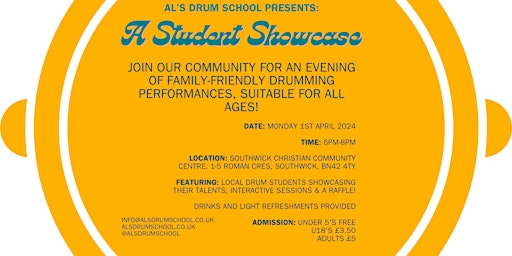 Imagem principal do evento Al's Drum School Presents: A Student Showcase