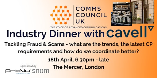 Immagine principale di Comms Council UK dinner with Cavell Group 