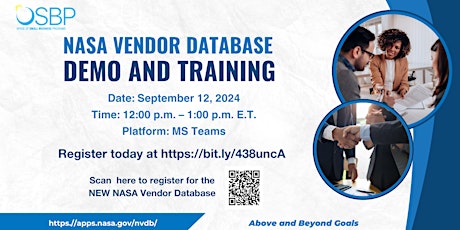 NASA Vendor Database Demo and Training for Public Users