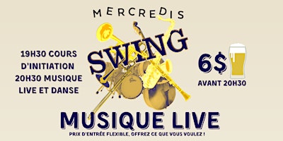 Imagem principal do evento LIVE JAZZ & DANSE SWING! Introduction au swing à 7h30, band live à 8h30 !