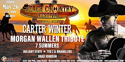 Primaire afbeelding van Beach Country Fest ft. Carter Winter & Morgan Wallen Tribute 7 Summers
