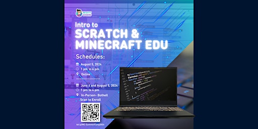 Primaire afbeelding van Intro to Scratch and Minecraft EDU- FREE Summer Camp Information Session
