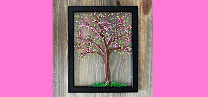 Cherry Blossom Tree - Crushed Glass & Paint Frame Paint Sip Art Class