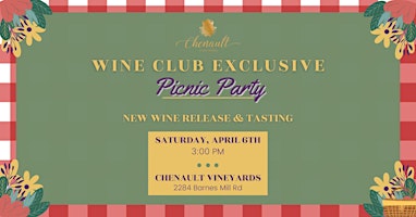 Primaire afbeelding van Wine Club Exclusive: New Wine Release Picnic Party