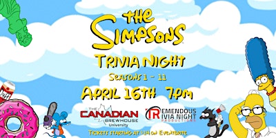 Primaire afbeelding van Simpsons Trivia at The Canadian Brewhouse University - April 16th 7pm