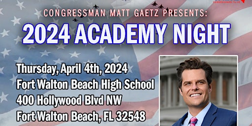 Imagem principal do evento Congressman Matt Gaetz presents: The 2024 Academy Night!