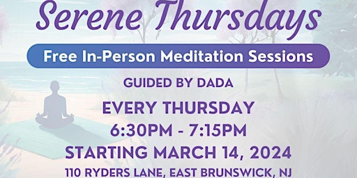 Image principale de Serene Thursday | Weekly Meditation Sessions in New Jersey