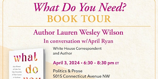 Immagine principale di What Do You Need Book Tour: Washington, DC 