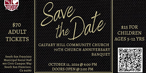 Imagen principal de Calvary Hill Community Church 70th Church Banquet