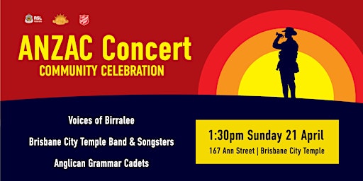 Immagine principale di ANZAC Concert - Sunday 21 April 1:30pm 