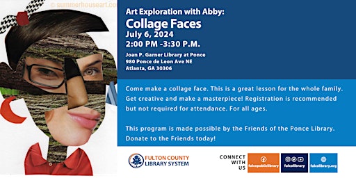 Imagem principal do evento Art Exploration with Abby: Collage Faces