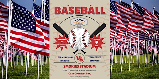 Imagen principal de Veterans Family Fun Day at Smokies Baseball Stadium
