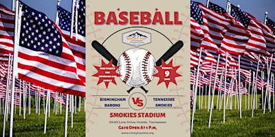 Primaire afbeelding van Veterans Family Fun Day at Smokies Baseball Stadium