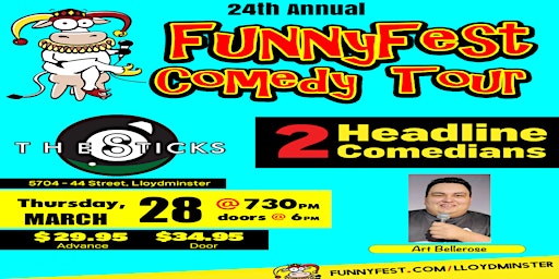 Primaire afbeelding van The Sticks Presents FUNNYFEST COMEDY on Tour Thursday, MARCH 28 @ 730 pm