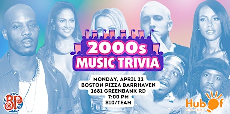 Image principale de 2000s Music Trivia Night!  - Boston Pizza Barrhaven