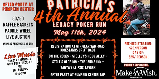 Patricia's 4th Annual Legacy Poker Run Pre-Registration primary image