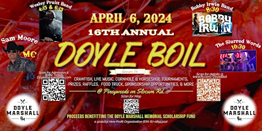 Primaire afbeelding van Doyle Boil - 16th Annual Crawfish Boil, Concert, and Scholarship Fundraiser