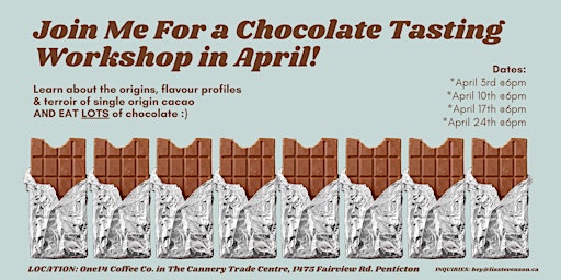 Image principale de April Chocolate Tasting Workshops with Liz Stevenson