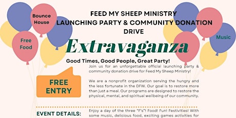 Feed My Sheep Ministry Launching Party & Community Donation Drive