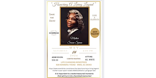 Save the Date! Honoring a Living Legend, Mother Susan Spann primary image