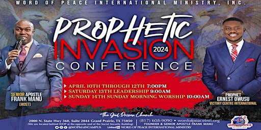 Immagine principale di "Prophetic Invasion" Conference w/guest Prophet Owusu 