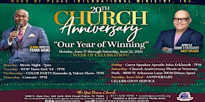 Imagem principal do evento Our 20th Year Anniversary w/Apostle John Eckhardt!!!