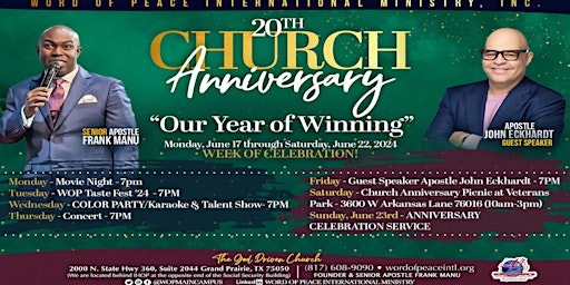 Imagen principal de Our 20th Year Anniversary w/Apostle John Eckhardt!!!