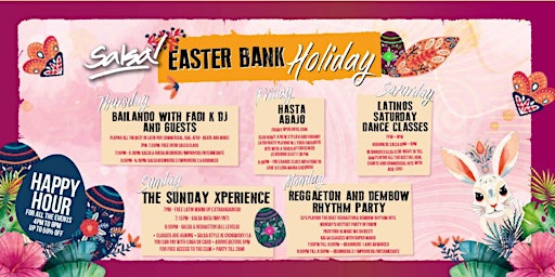 Imagen principal de Easter Bank Holiday weekend Saturday night FREE entry B4 7pm HappyHr 4-8pm