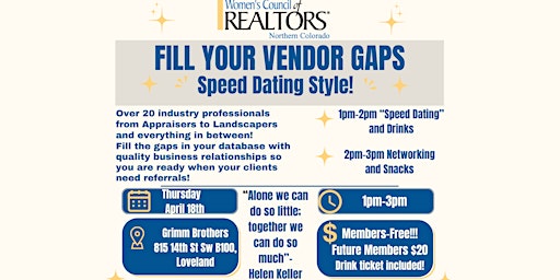 Imagem principal de Fill Your Vendor Gaps! "Speed Dating Style"