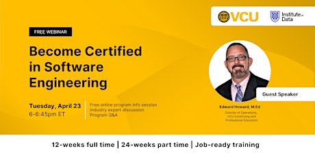 Webinar - VCU Software Engineering Program Info Session: April 23, 6:00pm