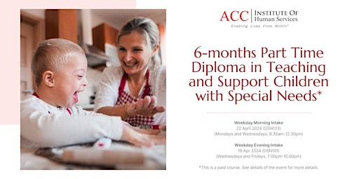 Image principale de Diploma in Teaching and Supporting Children w/ Special Needs *FEE REQUIRED*